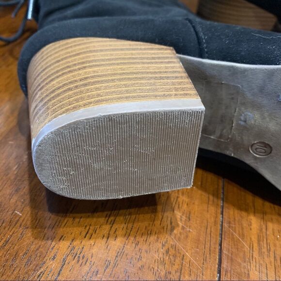 Faux Black Suede Chunky Heel Slouch Ankle Boots JustFab Womens Sz 10 - Picture 10 of 13